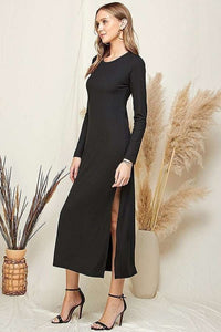 VESTIDO LARGO BASICO NEGRO R10925NE