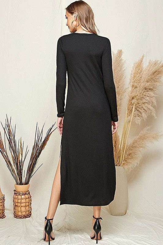 VESTIDO LARGO BASICO NEGRO R10925NE