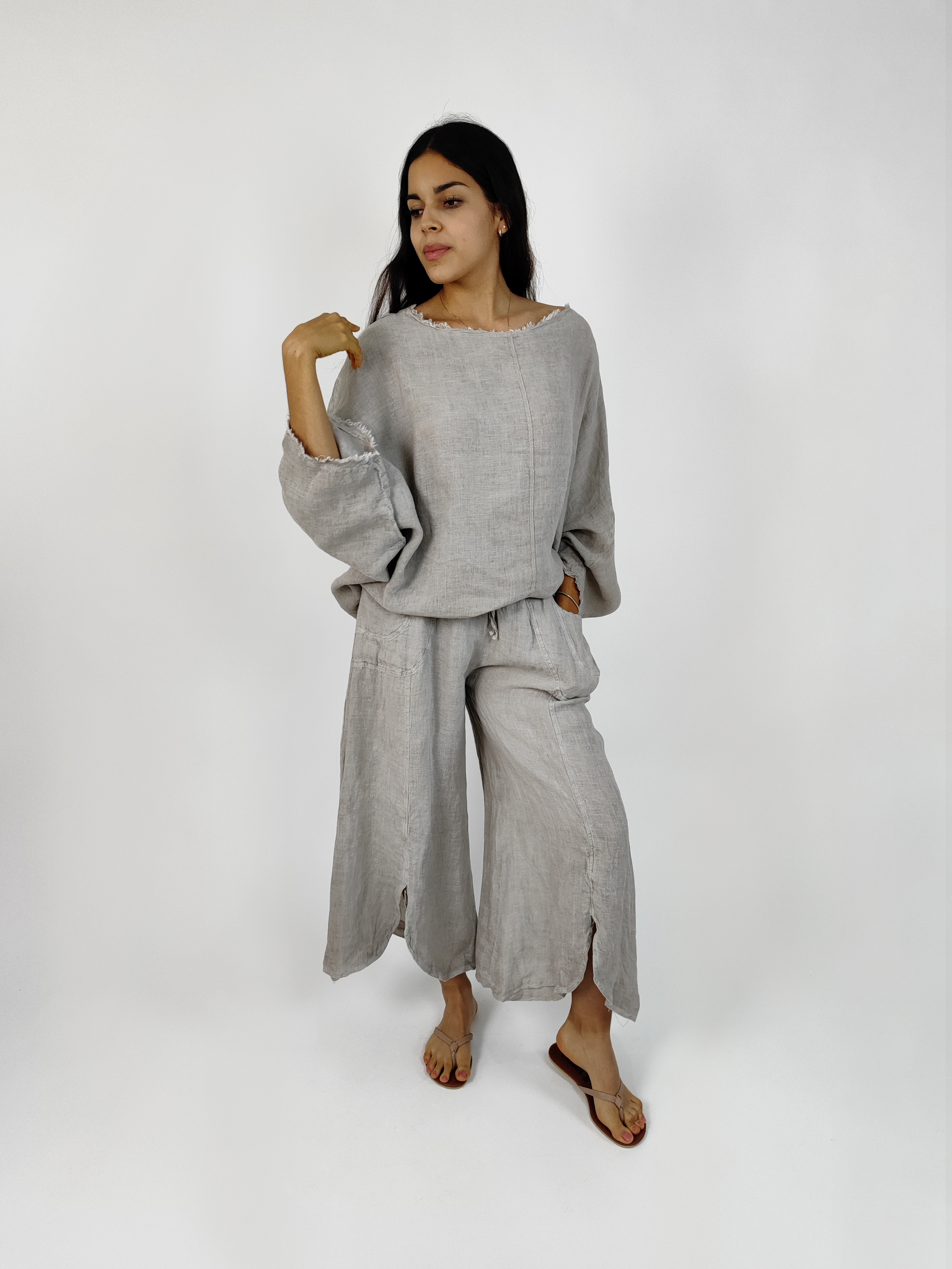 BLUSA DE LINO BEIGE 011404BG