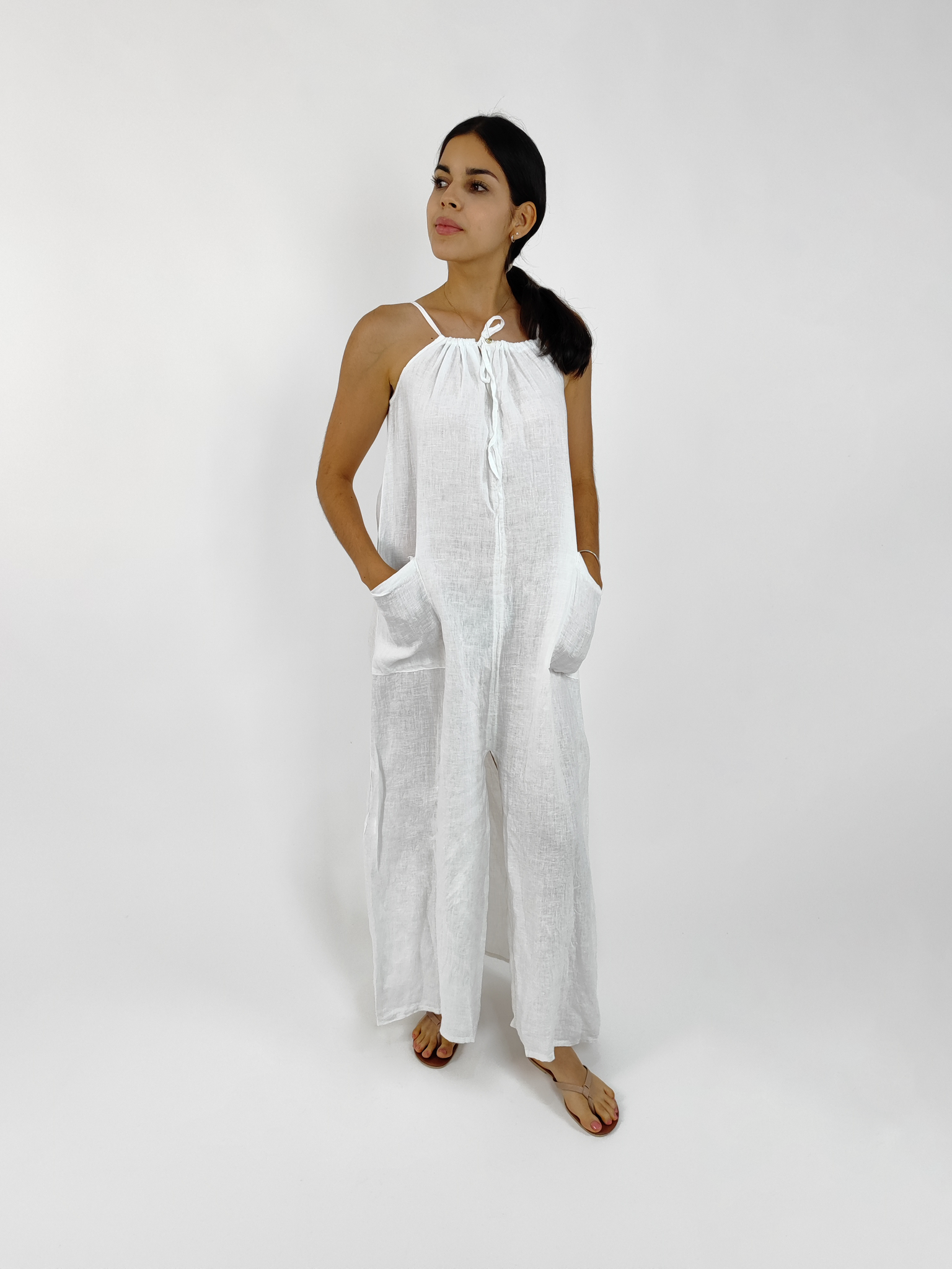 VESTIDO LARGO LINO W10993BLU