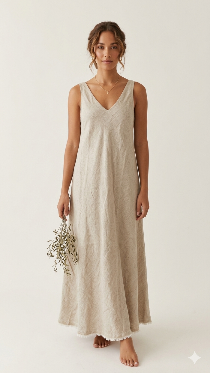 VESTIDO LARGO LINO W12594