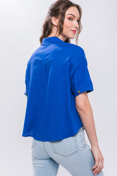 BLUSA LINO AZUL ROYAL  011316AR