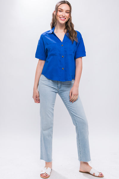 BLUSA LINO AZUL ROYAL  011316AR