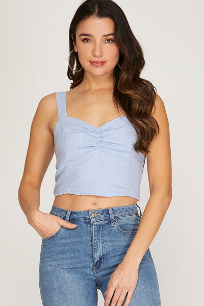 CROP TOP DUSTY BLUE T11192DB