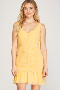 VESTIDO CORTO CASUAL AMARILLO 111178AM